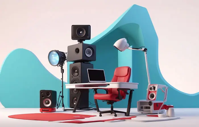 Soundbox with Bass Boost 3D Design Art Illustration